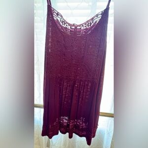 Maurices Burgundy Lace Tank Top